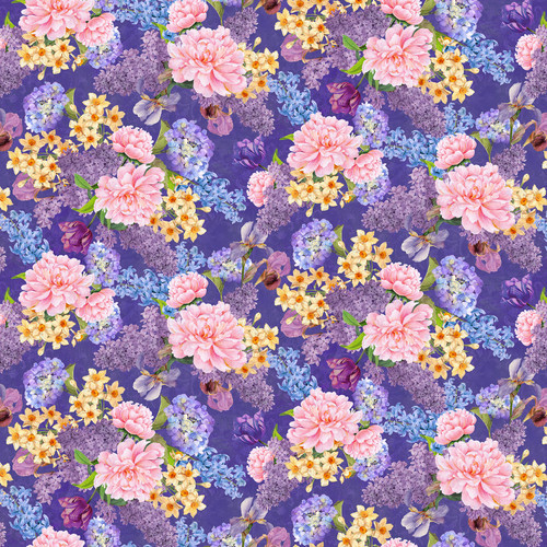 Blank Quilting Secret Garden Digital 3818-56 Hyacinth | SOLD BY THE HALF-YARD